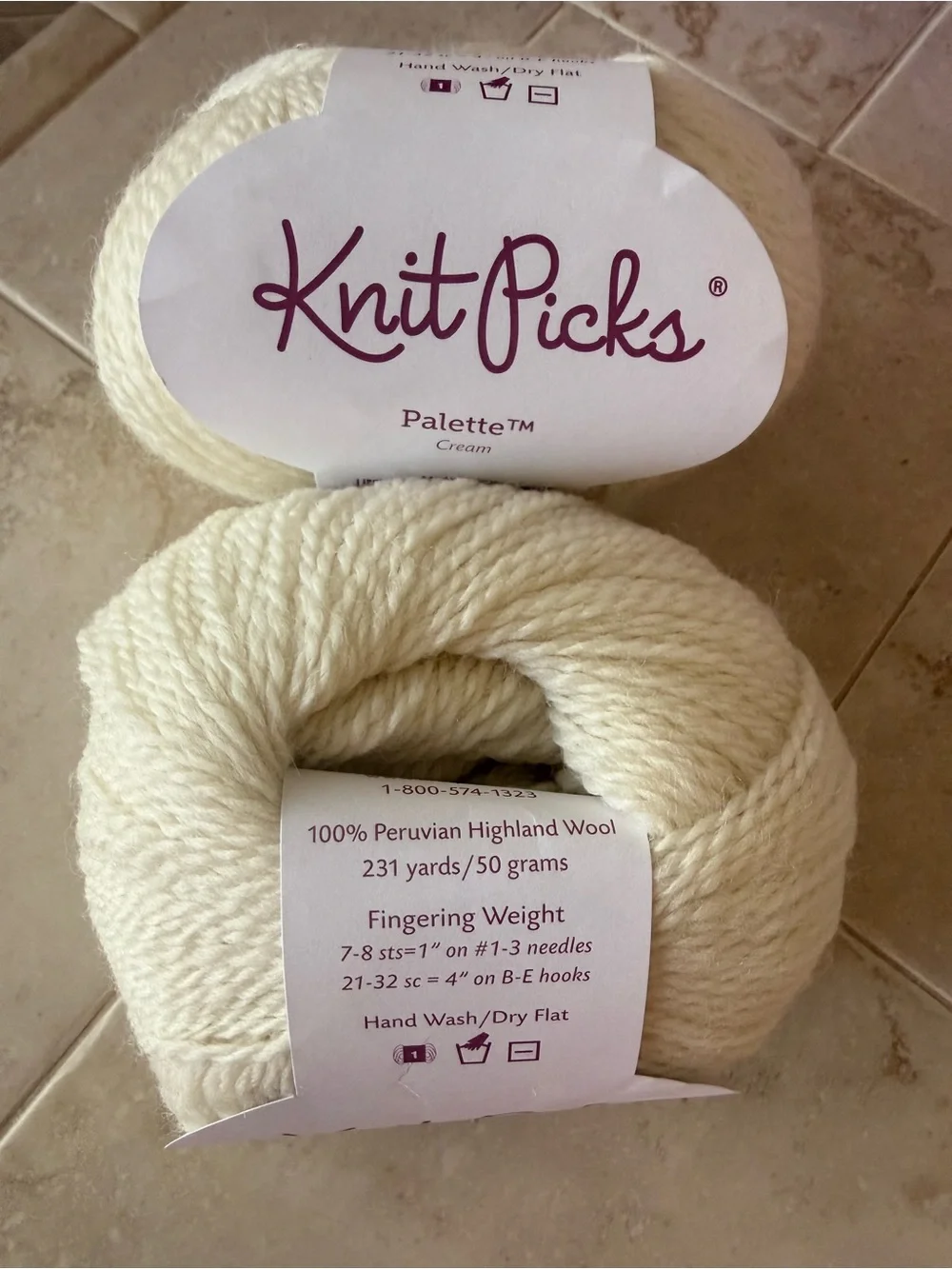 Knit Picks Palette Fingering Weight Yarn - Cream